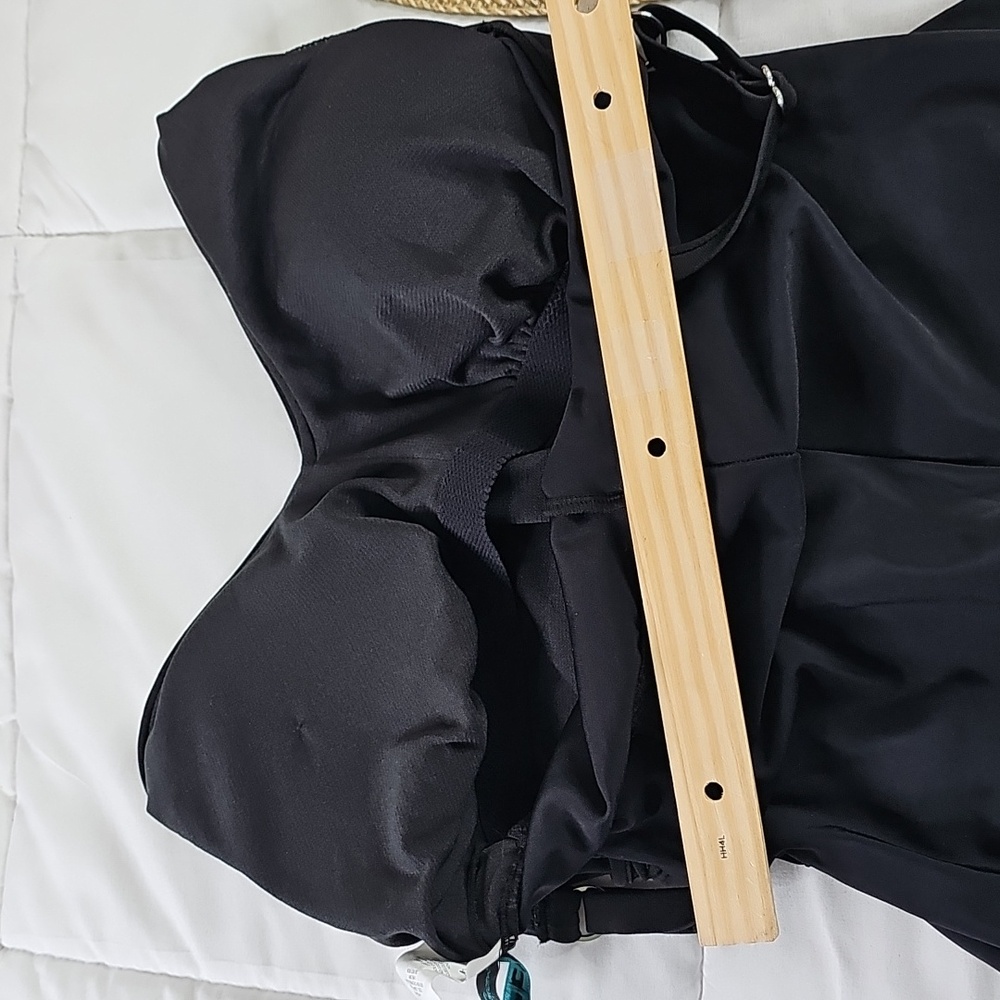 Aqua Green Black Waist Tie One Piece Swimsuit Vacation Beach Resortwear - Picture 14 of 15